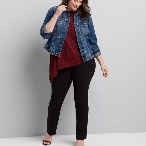 Lane Bryant Tighter Tummy High Rise Straight Jeans Black 24 - Picture 1 of 16